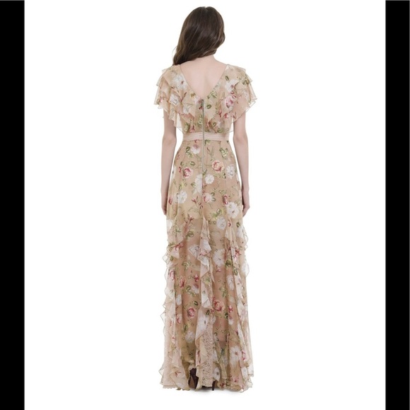 Alice and Olivia floral ruffle formal dress 0 - Picture 3 of 12